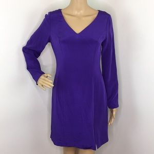 Hugo Buscati Purple Silk Long Sleeve Dress